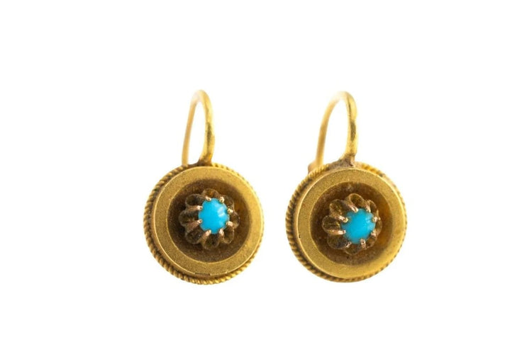 Boucles d'oreilles Boucles d'oreilles en or jaune 14 carats avec turquoises 58 Facettes 11243