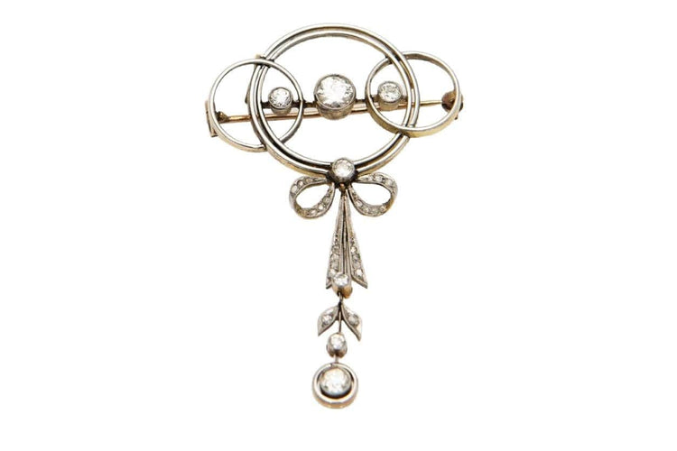 Broche Broche Art déco en or jaune, platine et diamants 58 Facettes 9456