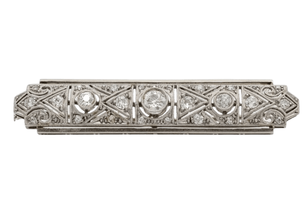 Broche Broche Art déco en or blanc 600 et platine, diamants 58 Facettes 10071