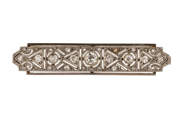 Broche Broche Art déco en or blanc 600 et platine, diamants 58 Facettes 10071