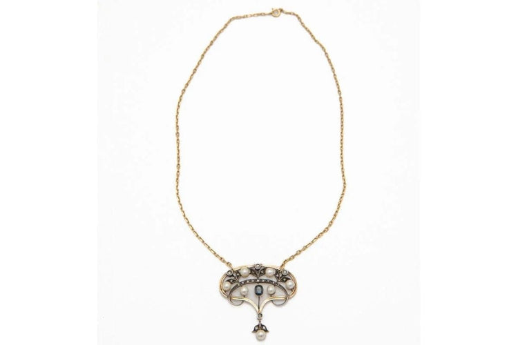 Pendentif Art nouveau - Pendentif Belle Époque en or jaune et argent, diamants 58 Facettes 9457