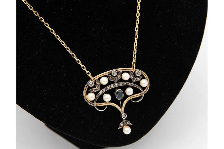 Pendentif Art nouveau - Pendentif Belle Époque en or jaune et argent, diamants 58 Facettes 9457
