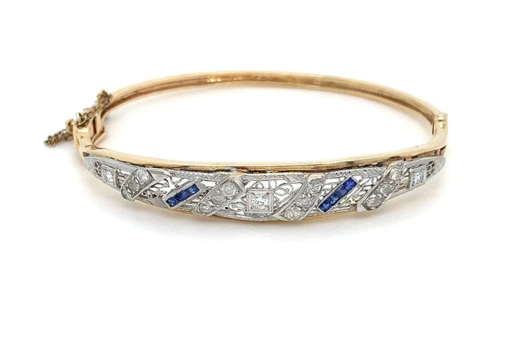 Bracelet Art déco - Bracelet en or jaune et blanc, diamants et saphirs 58 Facettes 10720