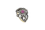 Bague 58 Bague ancienne en or jaune 0,585 et argent avec rubis et diamants 58 Facettes 9297