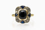 Bague 49 Bague Art déco en or jaune et blanc, spinelle, diamants et saphirs 58 Facettes 9589