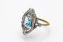 Bague 55 Art Déco - Bague en or jaune, platine, aigue-marine et diamants 58 Facettes 9831