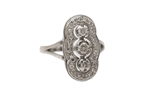 Bague 61 Bague Art déco en or blanc et diamants 58 Facettes 10663