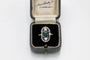Bague 58 Bague Art déco en or blanc 18 carats avec diamants et émeraude 58 Facettes 10969