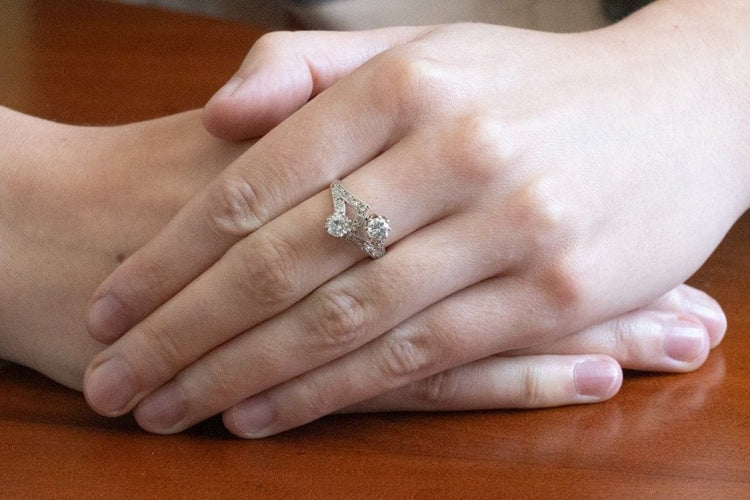 Bague 57 Toi et Moi - Bague en or blanc et jaune avec diamants 58 Facettes 11220