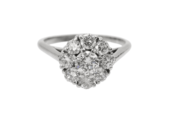 Bague 55 Bague fleur en or blanc et platine sertie de diamants 58 Facettes 11263