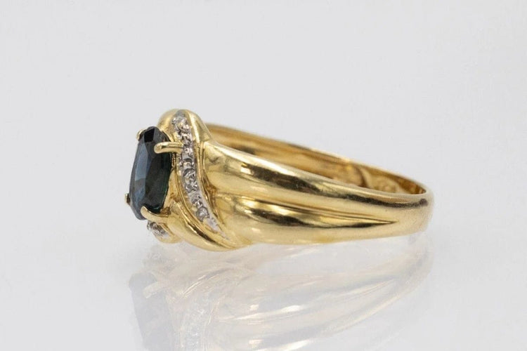 Bague 55 Bague vintage française en or jaune, saphir et diamants 58 Facettes 11258