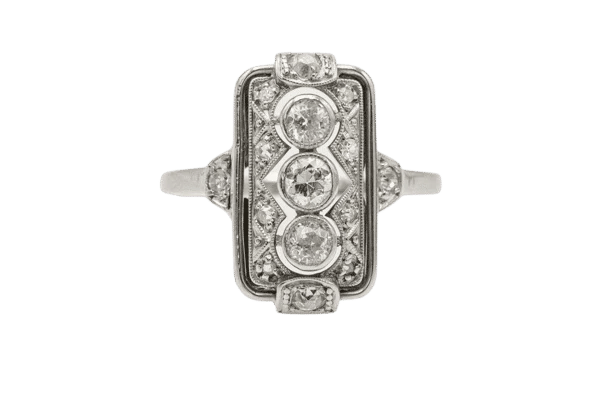 Bague 54 Bague Art déco en or blanc 14 ct et platine, diamants 58 Facettes KLD1