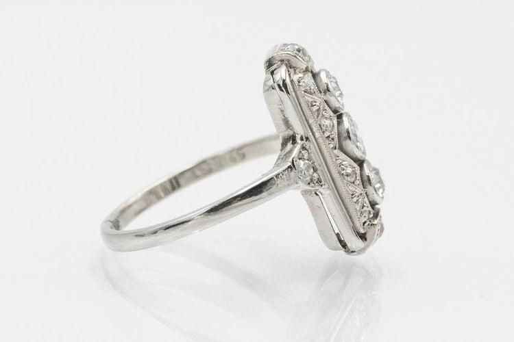 Bague 54 Bague Art déco en or blanc 14 ct et platine, diamants 58 Facettes KLD1