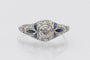 Bague Bague Art déco en platine sertie de diamants et saphirs synthétiques 58 Facettes 11324