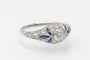 Bague Bague Art déco en platine sertie de diamants et saphirs synthétiques 58 Facettes 11324