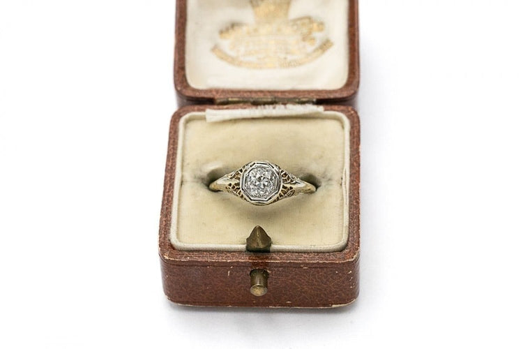 Bague 56 Bague solitaire ancienne en or 18 carats et diamant 0,75 ct 58 Facettes 11153