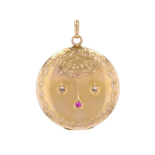 Pendentif Médaillon ancien - Pendentif en or rose avec rubis et diamants 58 Facettes 25-102
