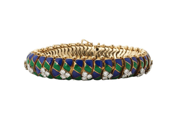 Bracelet Bracelet en or jaune 18 carats, diamants et émail 58 Facettes