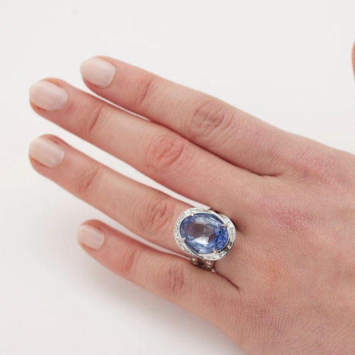 Bague 52 Bague en or blanc 750 saphirs et diamants 58 Facettes