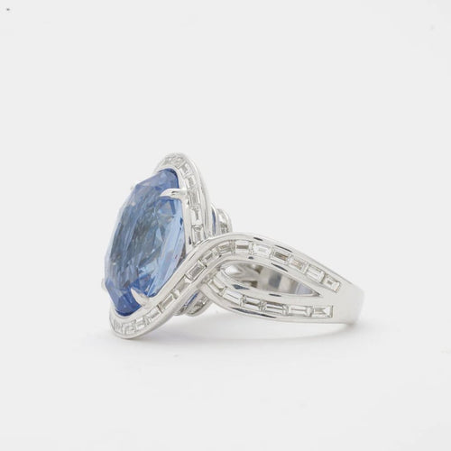 Bague 52 Bague en or blanc 750 saphirs et diamants 58 Facettes