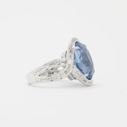 Bague 52 Bague en or blanc 750 saphirs et diamants 58 Facettes