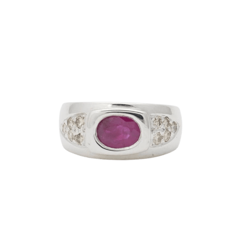 Bague 49 Bague rubis et diamants en or blanc 750 58 Facettes