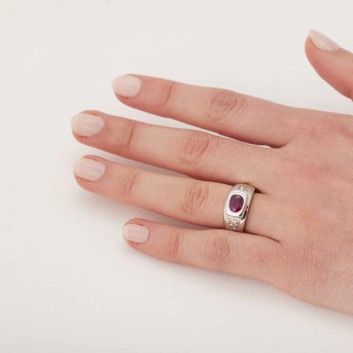Bague 49 Bague rubis et diamants en or blanc 750 58 Facettes