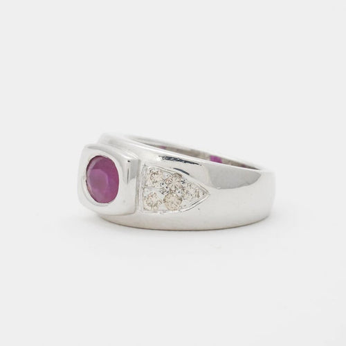 Bague 49 Bague rubis et diamants en or blanc 750 58 Facettes