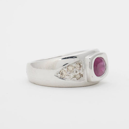 Bague 49 Bague rubis et diamants en or blanc 750 58 Facettes