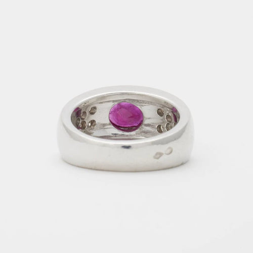 Bague 49 Bague rubis et diamants en or blanc 750 58 Facettes