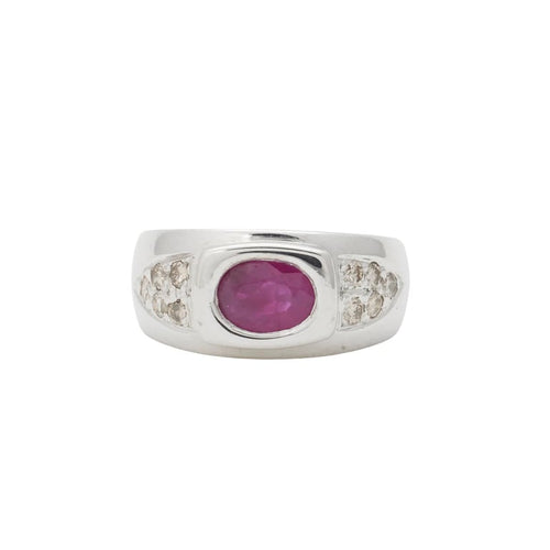 Bague 49 Bague rubis et diamants en or blanc 750 58 Facettes