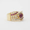 Bague 55 Bague en or jaune 750 avec rubis et diamants 58 Facettes