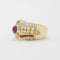 Bague 55 Bague en or jaune 750 avec rubis et diamants 58 Facettes