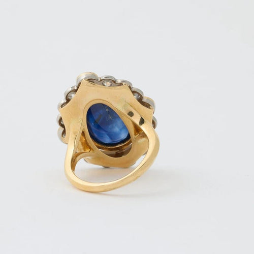 Bague 52 Bague Pompadour saphir cabochon et diamants en or jaune 58 Facettes