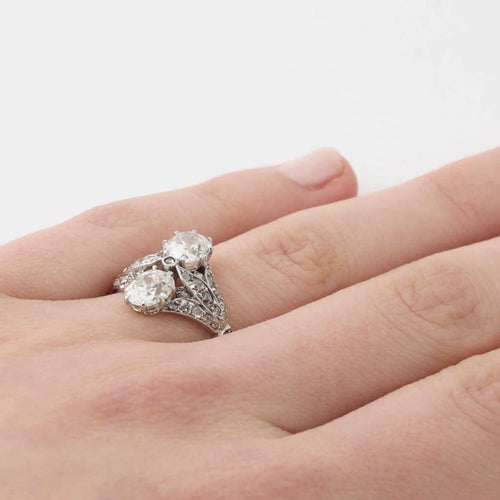 Bague 53 Art déco - Bague en platine 950 sertie de diamants 58 Facettes