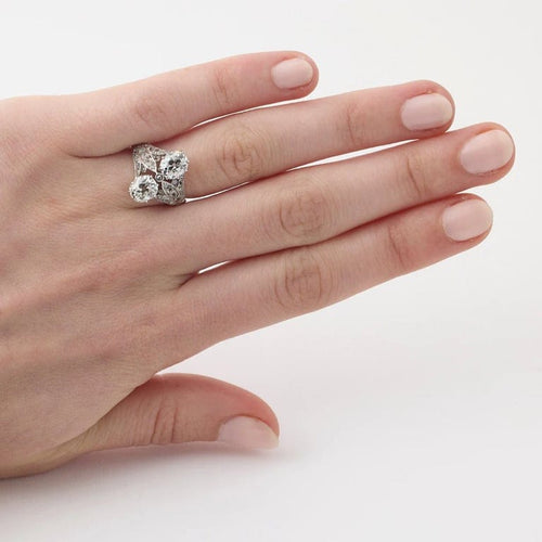 Bague 53 Art déco - Bague en platine 950 sertie de diamants 58 Facettes