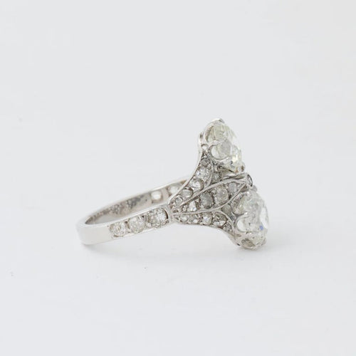 Bague 53 Art déco - Bague en platine 950 sertie de diamants 58 Facettes
