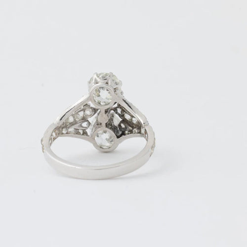 Bague 53 Art déco - Bague en platine 950 sertie de diamants 58 Facettes