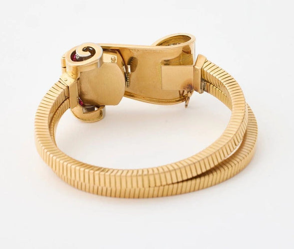 Montre Montre bracelet 1950 en or jaune et platine, diamants 58 Facettes