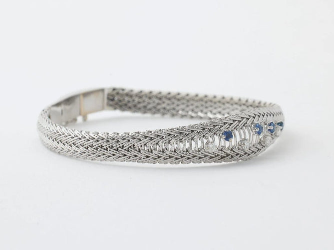 Bracelet Bracelet en or blanc 18 carats avec saphirs et diamants 58 Facettes