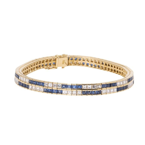 Bracelet Bracelet saphirs et diamants en or jaune 750 58 Facettes