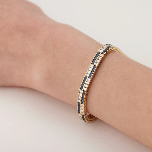Bracelet Bracelet saphirs et diamants en or jaune 750 58 Facettes