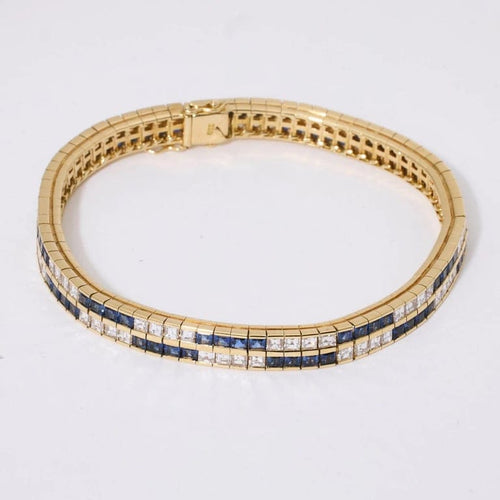 Bracelet Bracelet saphirs et diamants en or jaune 750 58 Facettes