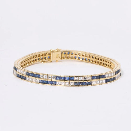 Bracelet Bracelet saphirs et diamants en or jaune 750 58 Facettes