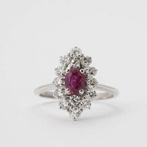 Bague 58 Bague rubis et diamants en or blanc 750 58 Facettes