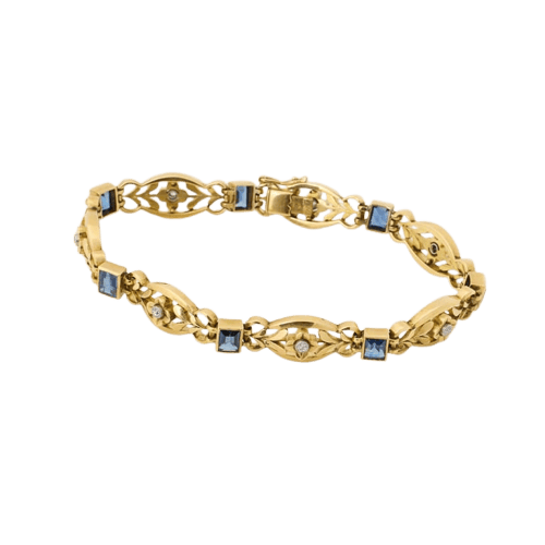Bracelet Bracelet Belle Époque en or avec diamants et corindons synthétiques 58 Facettes