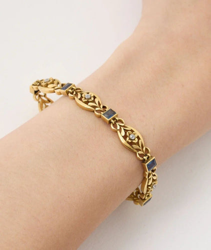 Bracelet Bracelet Belle Époque en or avec diamants et corindons synthétiques 58 Facettes