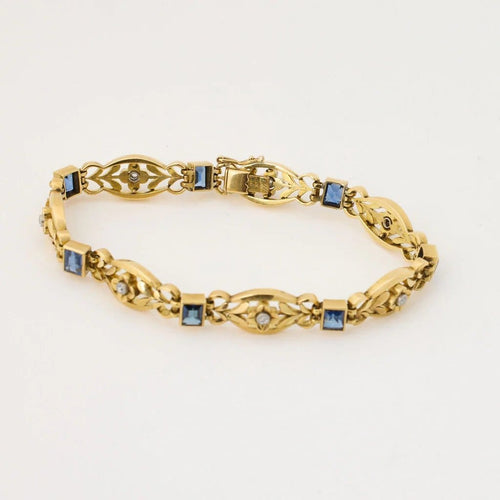 Bracelet Bracelet Belle Époque en or avec diamants et corindons synthétiques 58 Facettes
