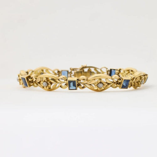Bracelet Bracelet Belle Époque en or avec diamants et corindons synthétiques 58 Facettes