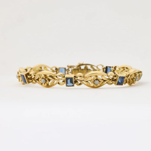 Bracelet Bracelet Belle Époque en or avec diamants et corindons synthétiques 58 Facettes